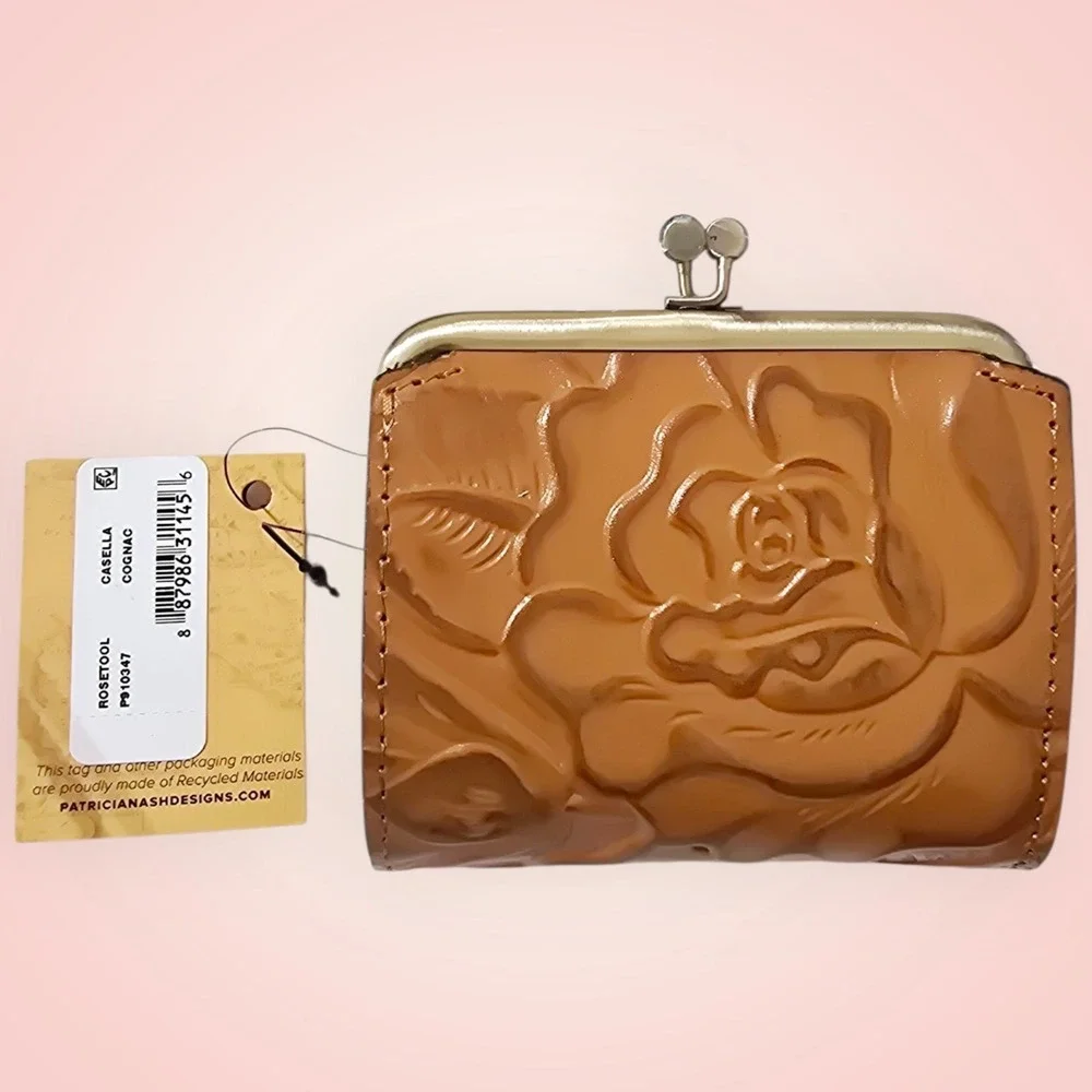 Patricia Nash‎ Casella Tooled Leather Bifold Wallet- Cognac-NWT
